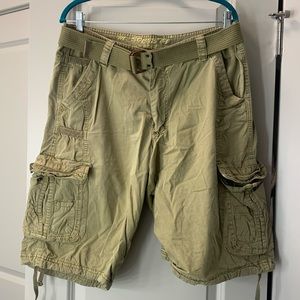 M. Society Cargo Shorts| Size 34 | Men's Belted Khaki Drawstring Pockets Shorts